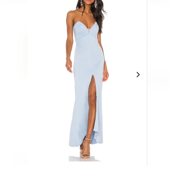 Lovers + Friends Pompeii Elegant Sweetheart Neck High Slit Strapless Gown Xs - Picture 1 of 7